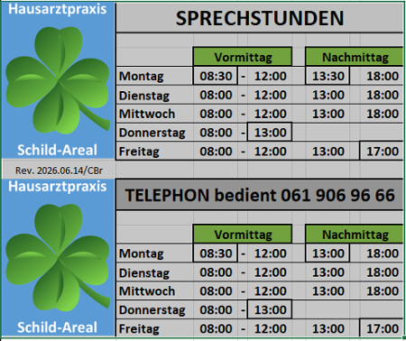 Sprechstunden- &Telephon-Zeiten